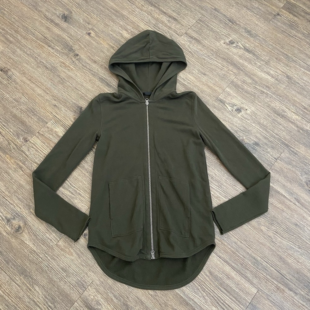 ATM ANTHONY THOMAS MELILLO Olive Green Zip Up Hoodie Jacket XS